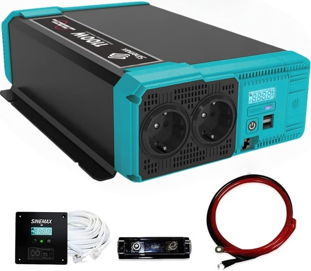 1100W Off-Grid Pure Sine Wave Power Power Owled Inverter DC12V to AC 220V EU POITE avec mode ECO et télécommande