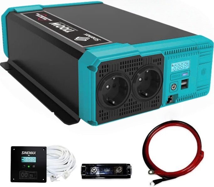 1100W Off-Grid Pure Sine Wave Power Power Owled Inverter DC12V to AC 220V EU POITE avec mode ECO et télécommande