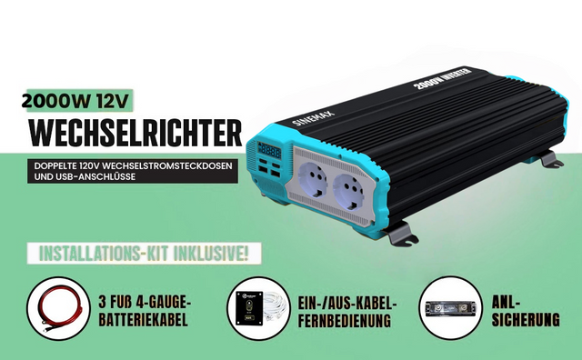 2000W 12v 230v DC To AC Modified Sine Wave Power Inverter for car