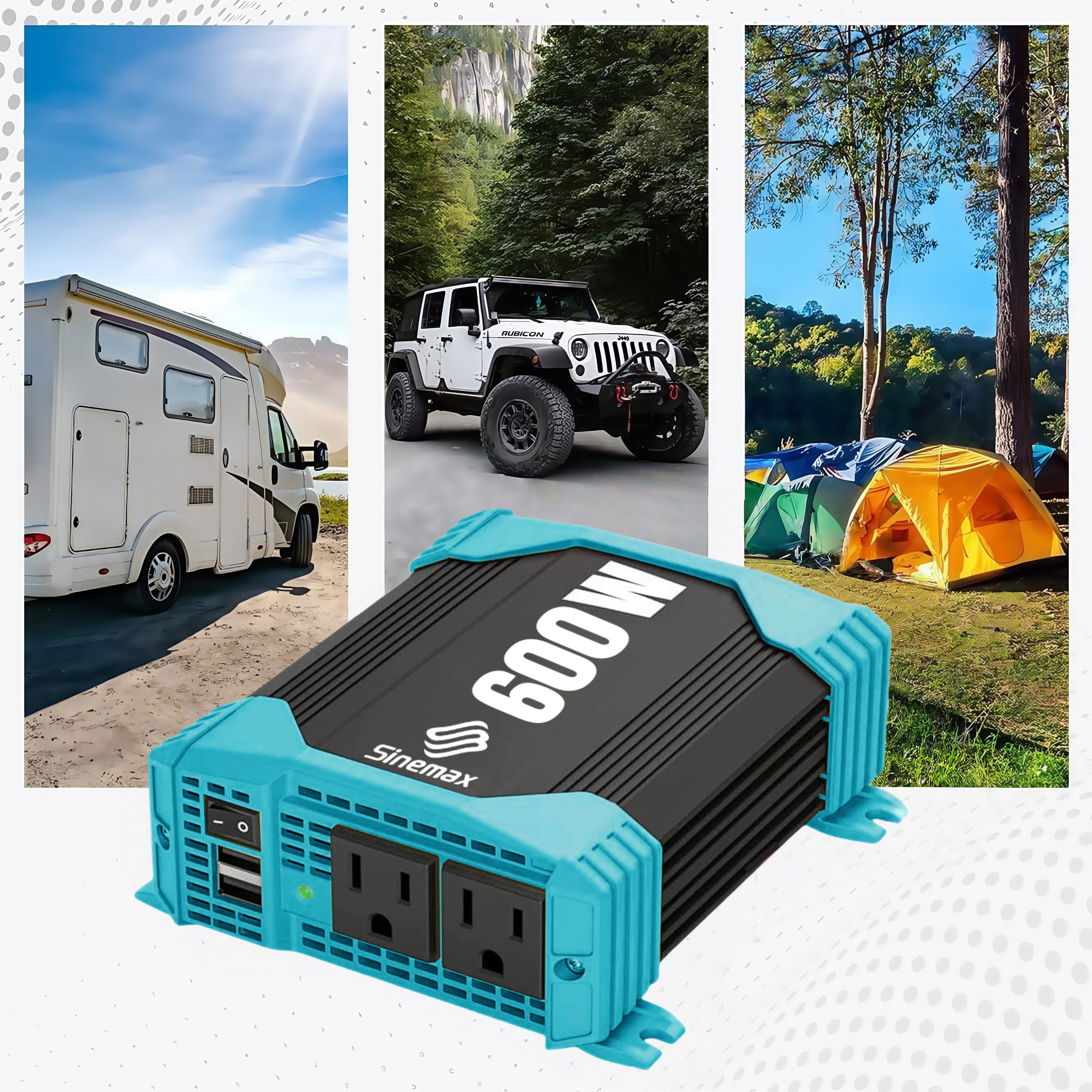 Automotive 600W 12V 110V DC à AC Onduleur de puissance d'onde sinusoïdale modifiée pour la voiture
