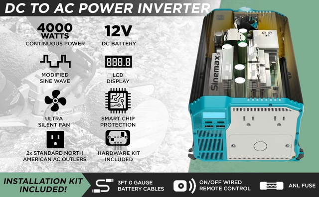 4kw off grid inverter 12v 110v DC To AC Modified Sine Wave Power Inverter for car