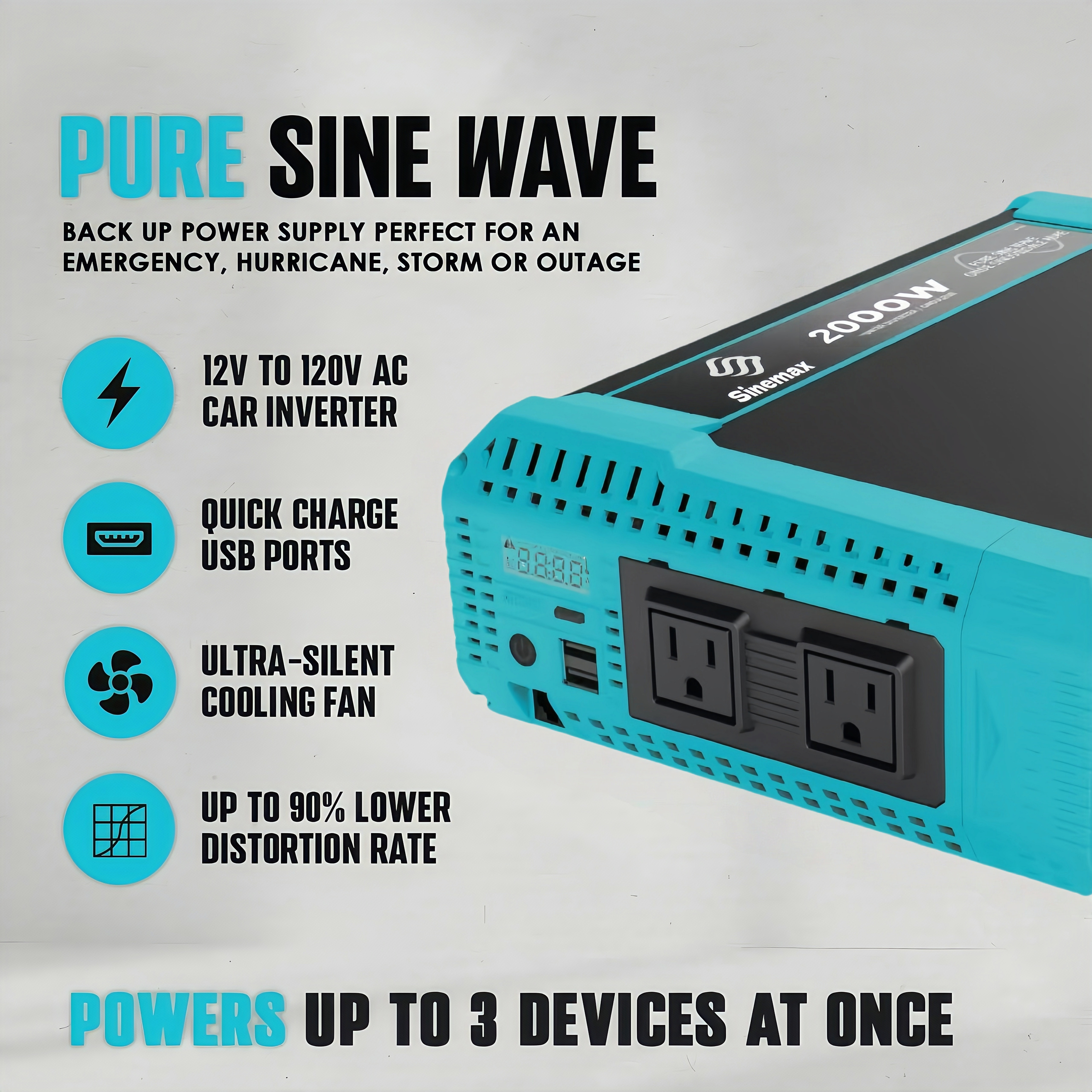 12V 110V 2000W Pure Sine Off Grid Power Onverter 