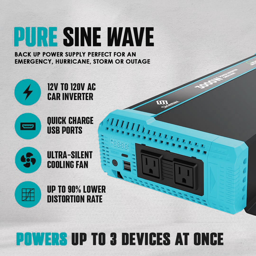 12V 110V 3000W Pure Sine Off Grid Power Inverter 