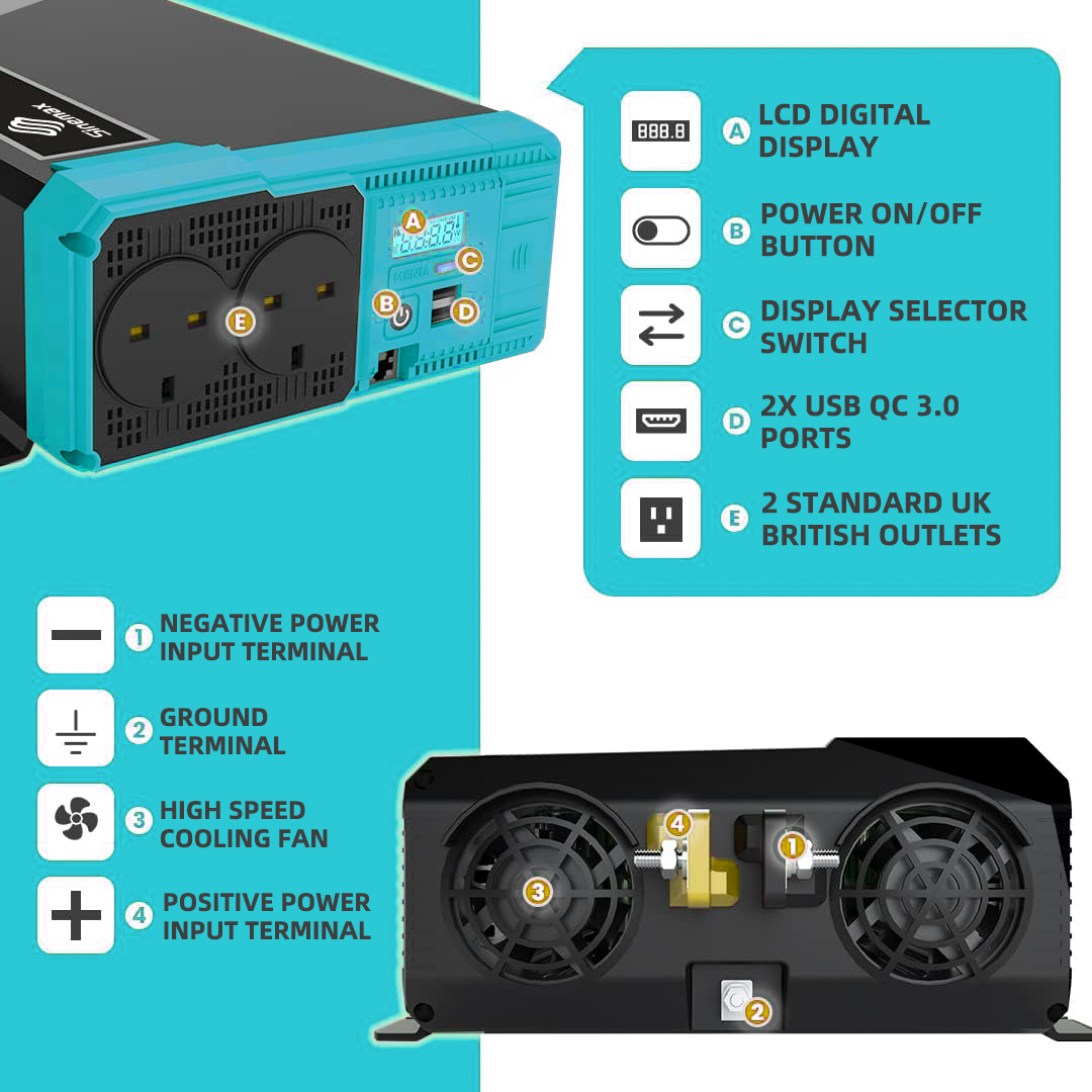 12v 220v dc to ac off grid pure sine wave power inverter EPU2000