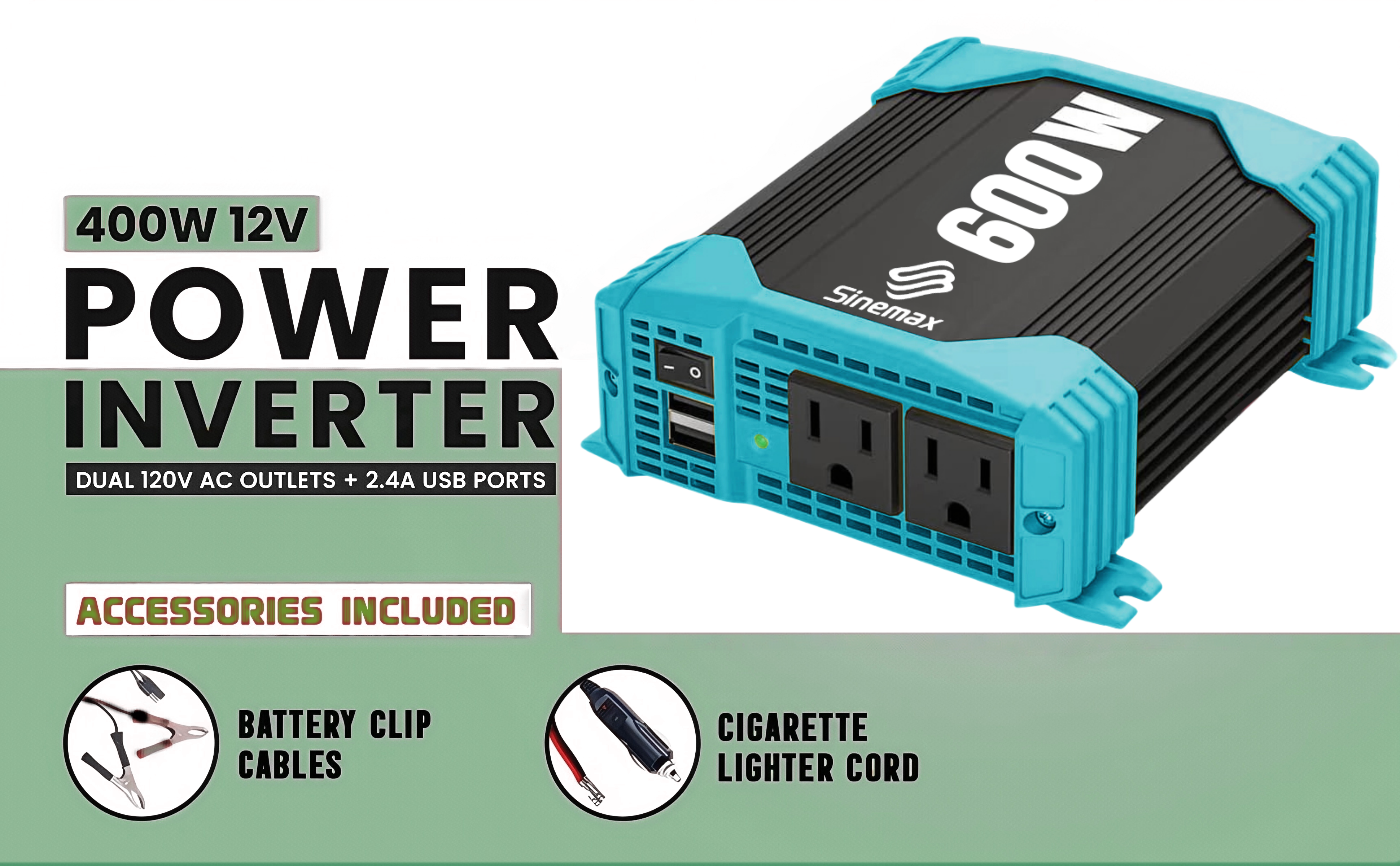 Automotive 600W 12V 110V DC à AC Onduleur de puissance d'onde sinusoïdale modifiée pour la voiture