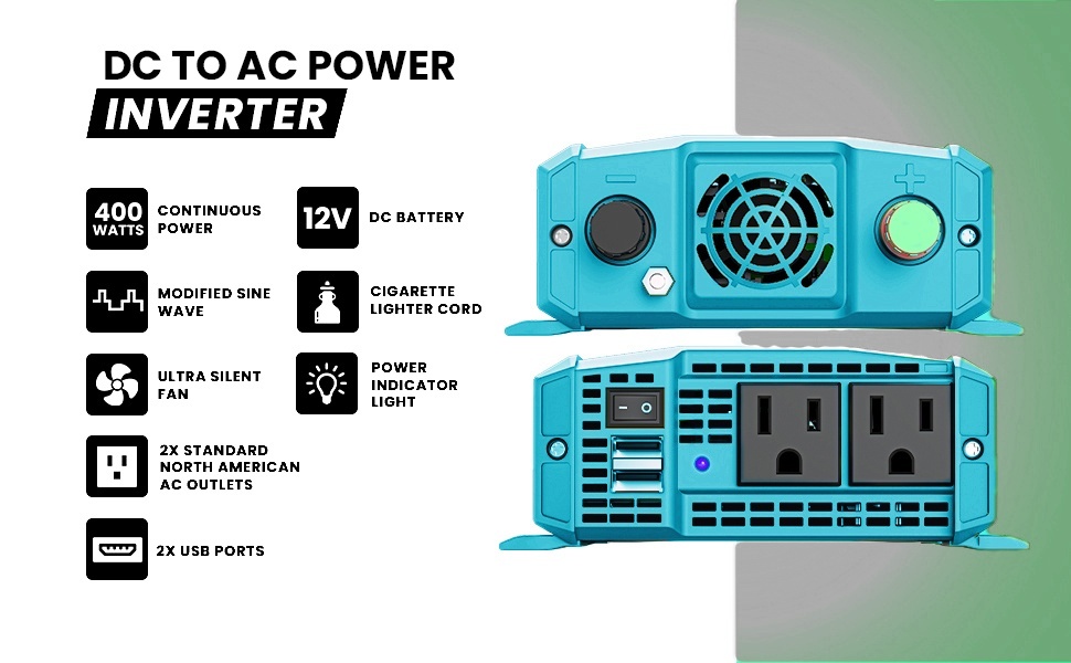 Automotive 600W 12V 110V DC à AC Onduleur de puissance d'onde sinusoïdale modifiée pour la voiture