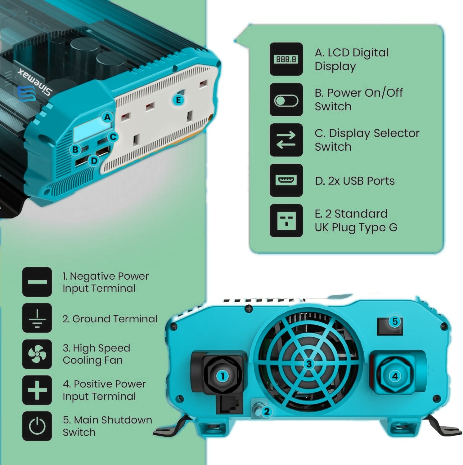 2000W 12 V 230 V DC zu AC -modifiziertem Sinuswellen -Off -Gitter -Wechselrichterhersteller