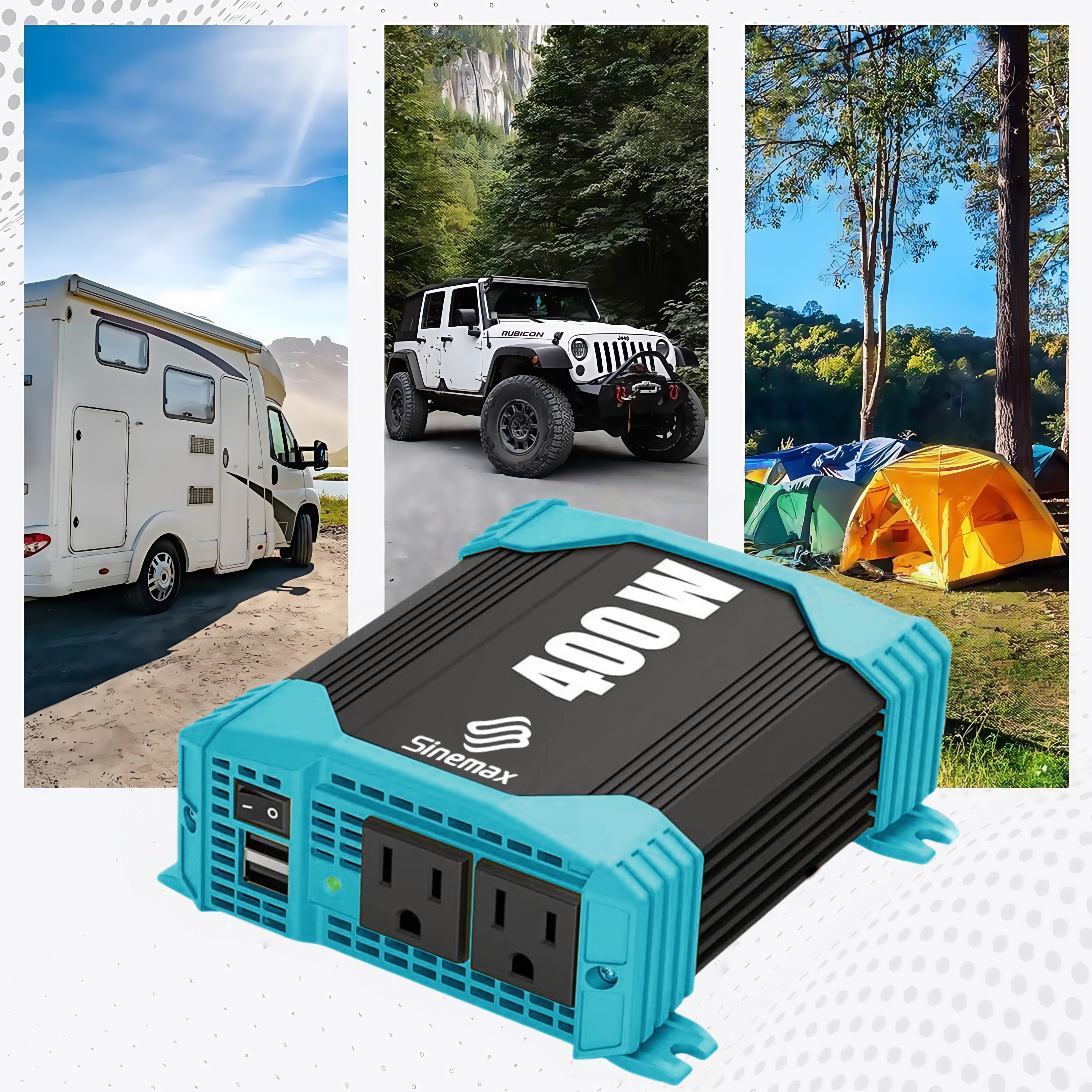 Portátil 400W 12V 110V DC para CA Modificado onda senoidal inversor de energia 