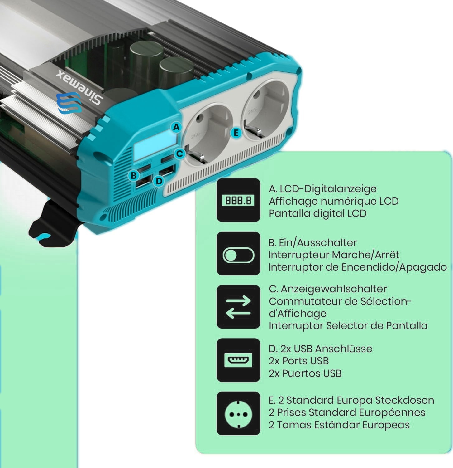 1500W 12v 230V DC à AC Onduleur de puissance à onde sinusoïdale modifiée avec certification CE / ICE