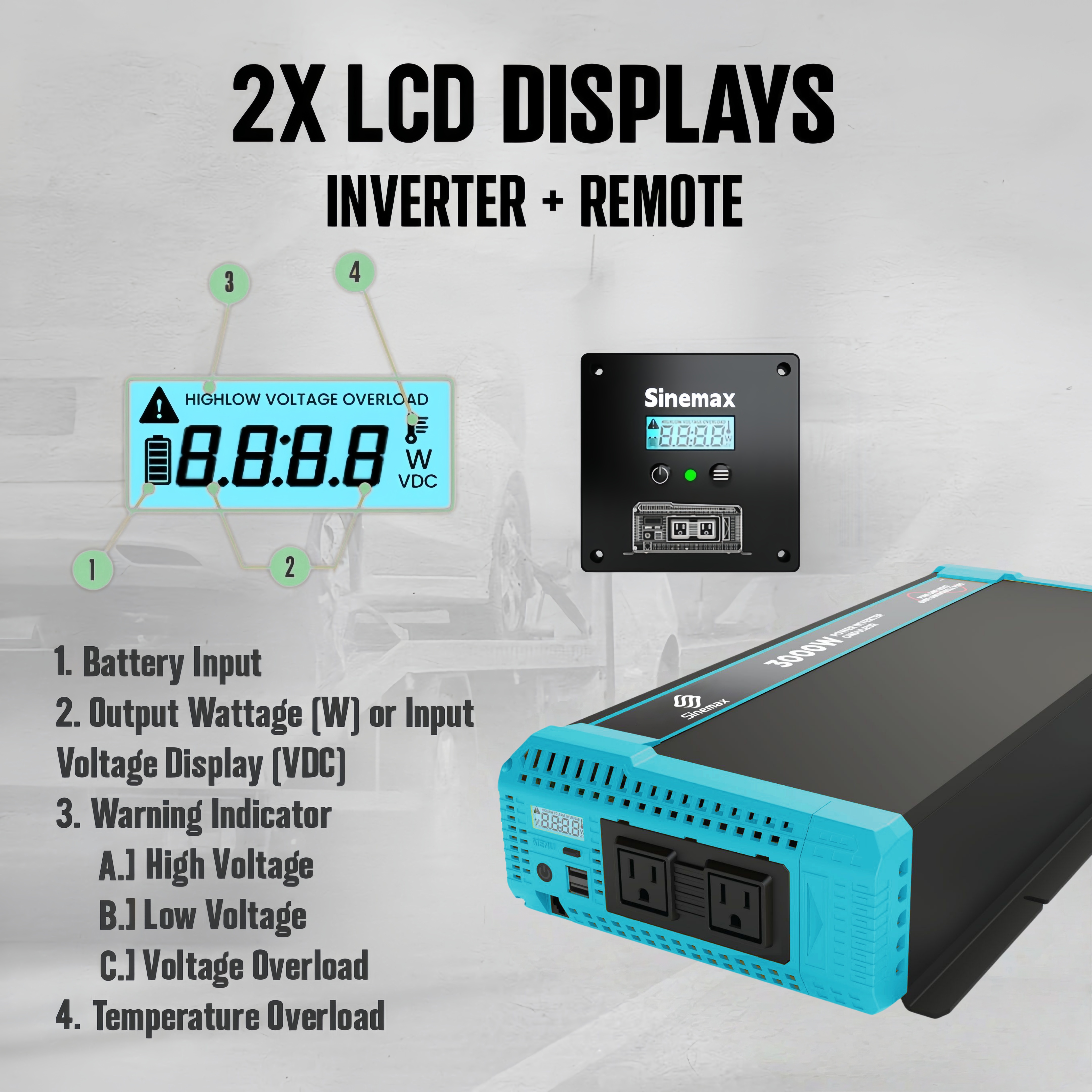 12V 110V 3000W Pure Sine Off Grid Power Invertisseur amical avec votre batterie.