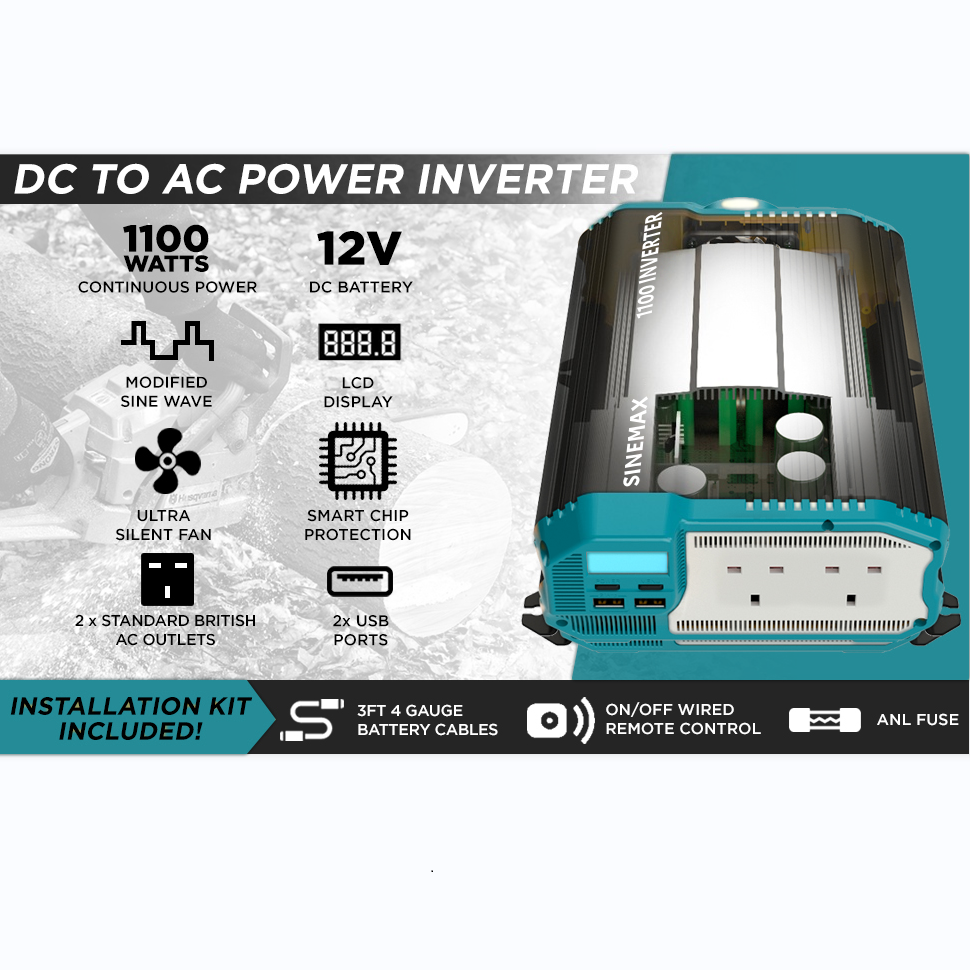 1100W 12v 230V DC à AC Onduleur de puissance à onde sinusoïdale modifiée avec certification CE / ICE